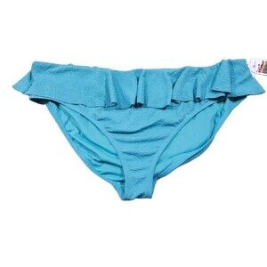 Time and Tru Women's Swim Bottom Ruffle Blue Green Teal Textured Size 3X 24W 26W